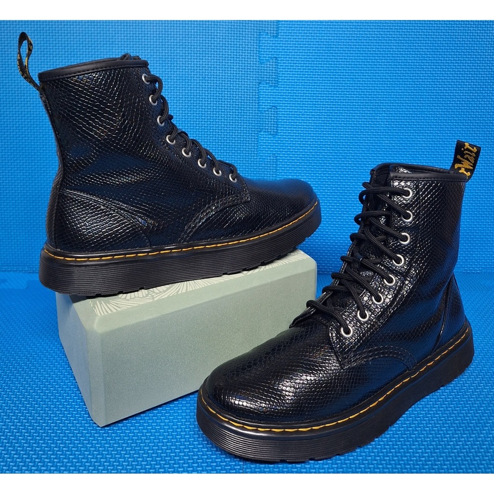 Dr. Marten's airwair Snake Print Reptile Embossed Leather Combat Boots W9 M8